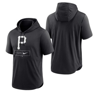 Men's Pittsburgh Pirates Black Logo Lockup Performance Short-Sleeved Pullover Hoodie