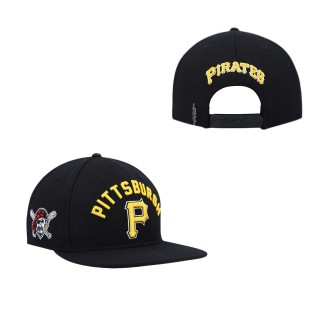 Men's Pittsburgh Pirates Pro Standard Black Stacked Logo Snapback Hat