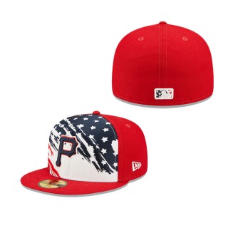Men's Pittsburgh Pirates Red 2022 4th of July Independence Day On-Field 59FIFTY Fitted Hat