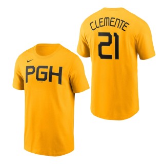Pittsburgh Pirates Roberto Clemente Gold City Connect Name & Number T-Shirt
