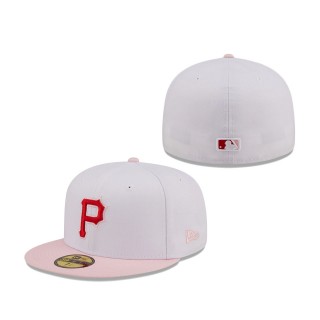 Pittsburgh Pirates Scarlet Undervisor 59FIFTY Fitted Hat White Pink