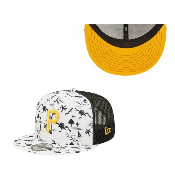Men's Pittsburgh Pirates White Black Vacay Trucker 9FIFTY Snapback Hat