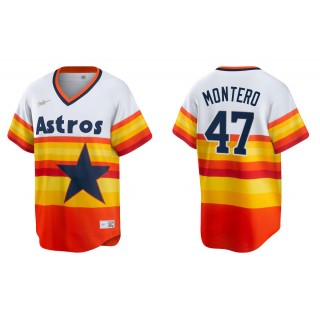 Men's Houston Astros Rafael Montero White Orange Cooperstown Collection Jersey