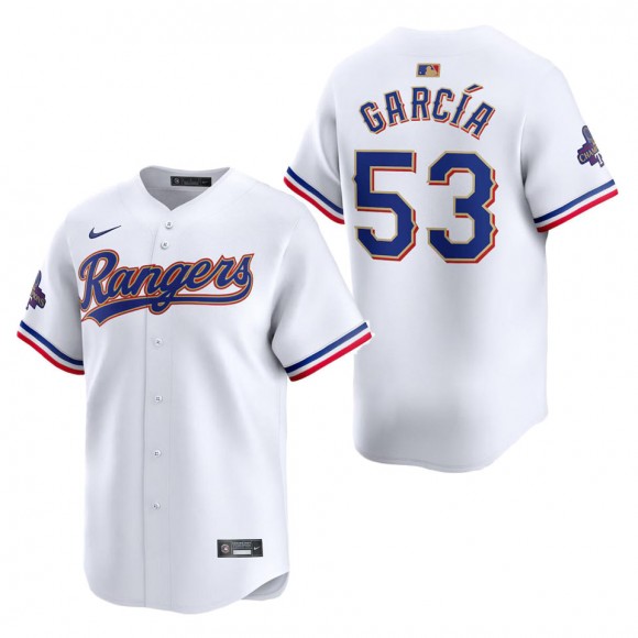Texas Rangers Adolis Garcia White 2024 Gold Collection Limited Player Jersey