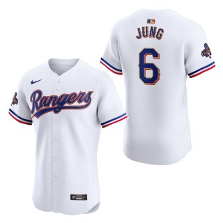 Texas Rangers Josh Jung White 2024 Gold Collection Elite Player Jersey