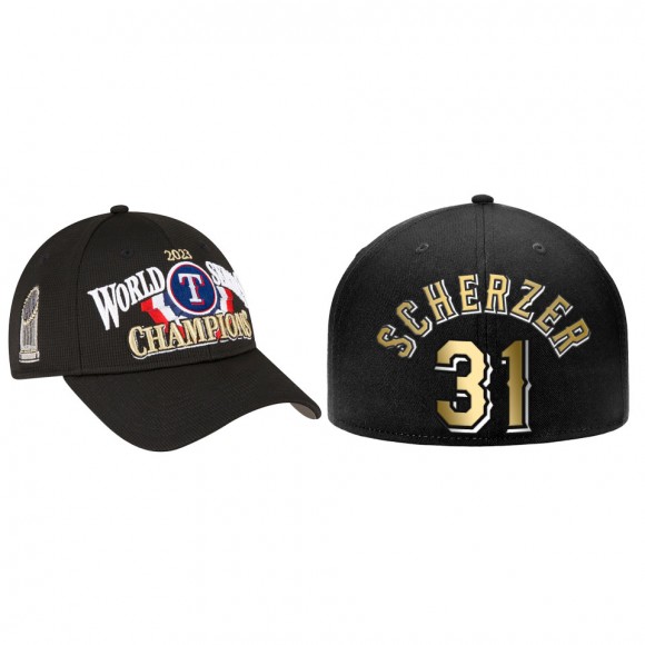 Rangers Max Scherzer Black 2023 World Series Champions Hat