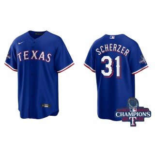 Rangers Max Scherzer Royal 2023 World Series Champions Replica Jersey