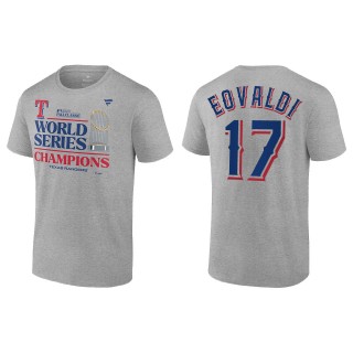 Rangers Nathan Eovaldi Gray 2023 World Series Champions T-Shirt