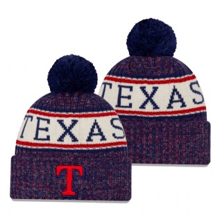 Texas Rangers Royal Primary Logo Sport Cuffed Knit Hat with Pom
