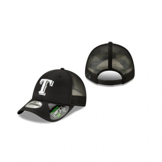 Texas Rangers Black Repreve Trucker 9FORTY Adjustable Hat