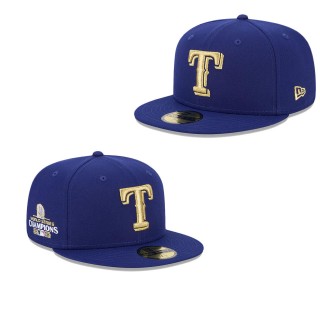 Texas Rangers Royal 2024 Gold Collection 59FIFTY Fitted Hat