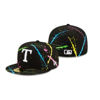 Texas Rangers Black Streakpop 59FIFTY Fitted Hat