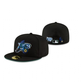 Rays Black Double Logo 59Fifty Fitted Hat