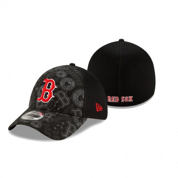 Red Sox Black All Over Print Neo 39THIRTY Flex Hat