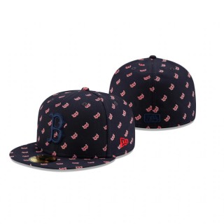 Red Sox Allover Logo Navy 59FIFTY Fitted Cap