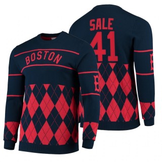 Boston Red Sox Chris Sale Navy 2021 Christmas Ugly Sweater