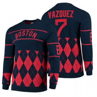 Boston Red Sox Christian Vazquez Navy 2021 Christmas Ugly Sweater