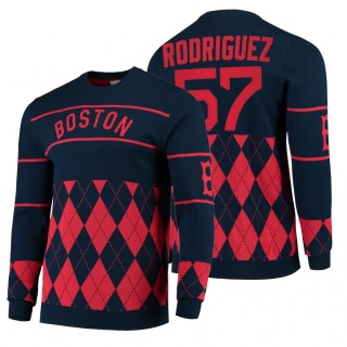 Boston Red Sox Eduardo Rodriguez Navy 2021 Christmas Ugly Sweater