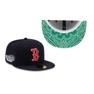 Red Sox Navy Green Paisley Undervisor 59FIFTY Fitted Hat
