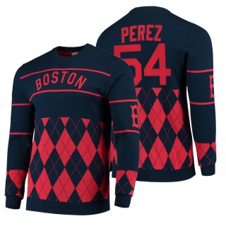 Boston Red Sox Martin Perez Navy 2021 Christmas Ugly Sweater