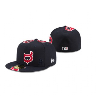 Red Sox Navy Pieced Logo 59Fifty Fitted Hat