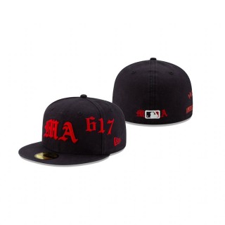Red Sox Stamped Script Navy 59FIFTY Fitted Hat