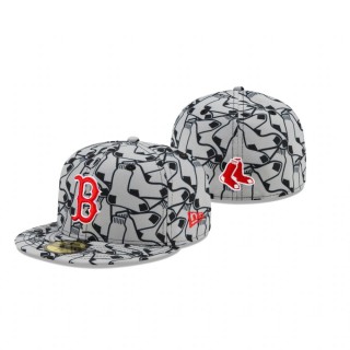 Red Sox Team Print Graphite 59FIFTY Fitted Cap