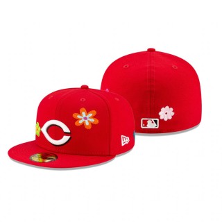 Reds Red Chain Stitch Floral Hat