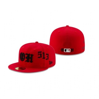 Reds Stamped Script Red 59FIFTY Fitted Hat