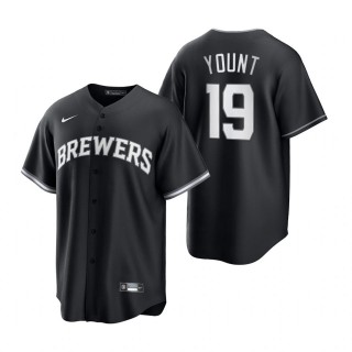 Brewers Robin Yount Nike Black White Replica Jersey
