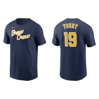 Robin Yount Brewers Navy 2022 City Connect Wordmark T-Shirt