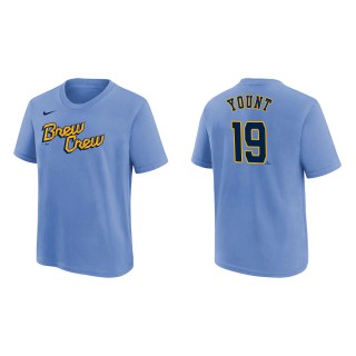 Robin Yount Youth Brewers Powder Blue 2022 City Connect Name & Number T-Shirt