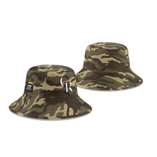 Colorado Rockies Camo 2021 Armed Forces Day Bucket Hat