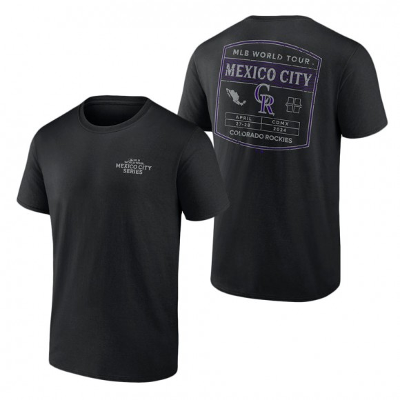 Colorado Rockies Black 2024 MLB World Tour Mexico City Series T-Shirt