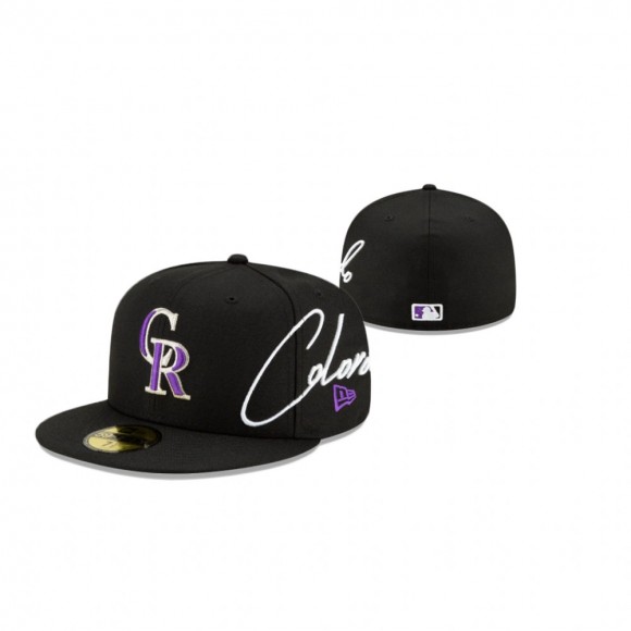 Rockies Cursive Black 59FIFTY Fitted Cap