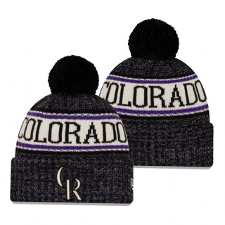 Colorado Rockies Black Primary Logo Sport Cuffed Knit Hat with Pom