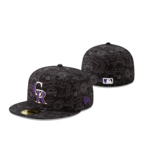 Rockies Black Sketched 59Fifty Fitted Hat