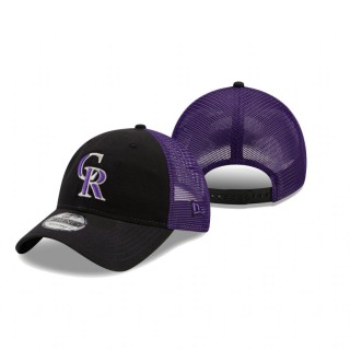 Colorado Rockies Black Purple Team Fronted Trucker 9TWENTY Hat