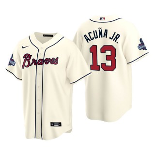 Ronald Acuna Jr. Men's Atlanta Braves Cream Alternate 2021 World Series Champions Replica Jersey