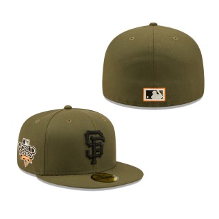 San Francisco Giants 2010 World Series Hunter Flame Undervisor 59FIFTY Fitted Hat Olive