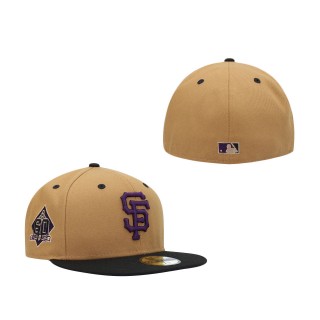 San Francisco Giants 60th Anniversary Purple Undervisor 59FIFTY Fitted Hat Tan