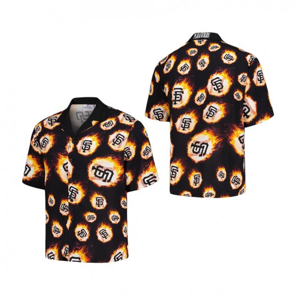 San Francisco Giants PLEASURES Black Flame Fireball Button-Up Shirt