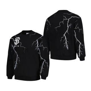 San Francisco Giants PLEASURES Black Lightning Crewneck Pullover Sweatshirt