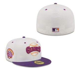 Men's San Francisco Giants White Purple 25th Anniversary Grape Lolli 59FIFTY Fitted Hat