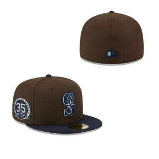 Men's Seattle Mariners Brown Navy 35th Anniversary Walnut 9FIFTY Fitted Hat