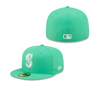 Men's Seattle Mariners Island Green Logo White 59FIFTY Fitted Hat