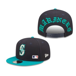 Men's Seattle Mariners Navy Blackletter Arch 9FIFTY Snapback Hat