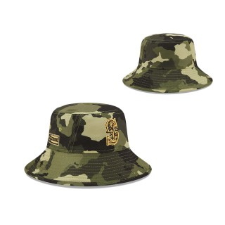 Seattle Mariners New Era Camo 2022 Armed Forces Day Bucket Hat