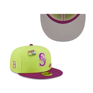 Seattle Mariners Green Purple MLB x Big League Chew Swingin' Sour Apple Flavor Pack 59FIFTY Fitted Hat