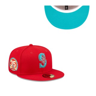 Men's Seattle Mariners Scarlet 35th Anniversary Undervisor 59FIFTY Fitted Hat